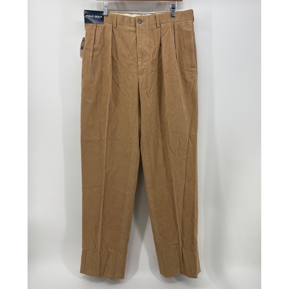 Polo Golf Ralph Lauren Corduroy Pants Men's 36 Tan Pleated Classics Unhemmed NWT